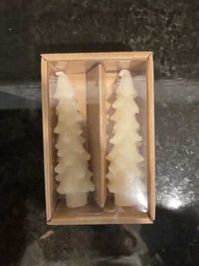 Tree Unscented Ivory Taper Candles, Set of 2